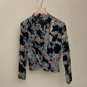 Vintage floral faux wrap top